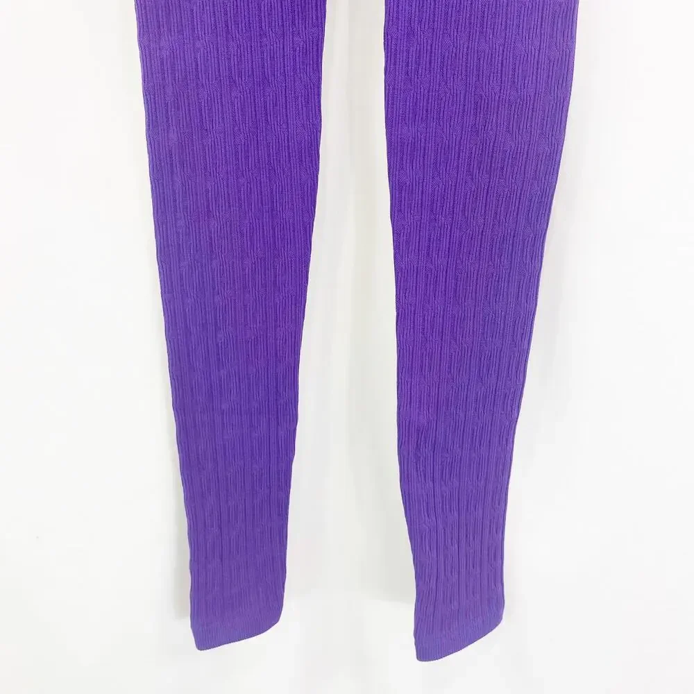 STAR RIDE Purple High Waist Stretchy Leggings Textured